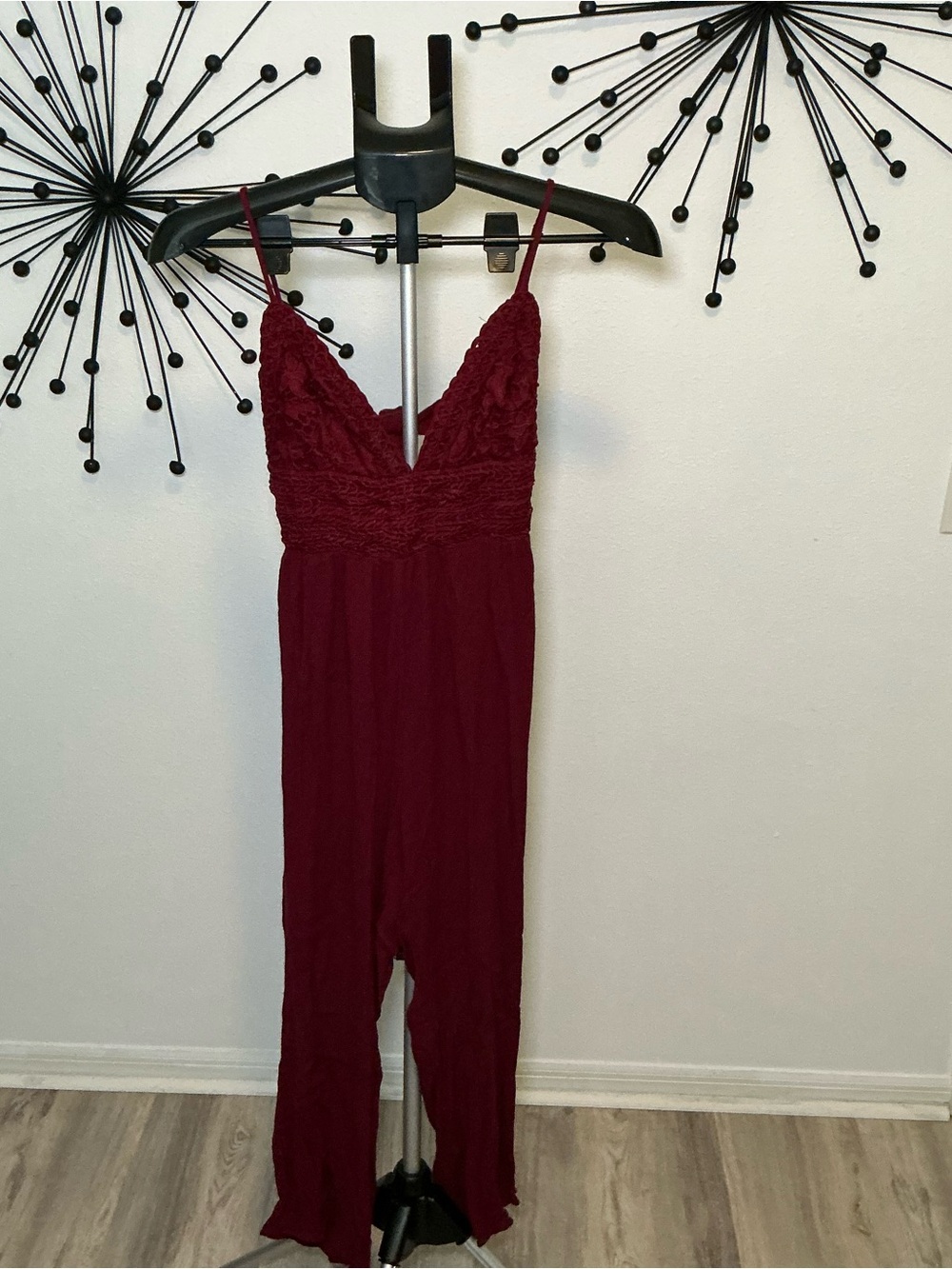 ILLA ILLA Burgundy Lace Boho Jumpsuit Romper Size S